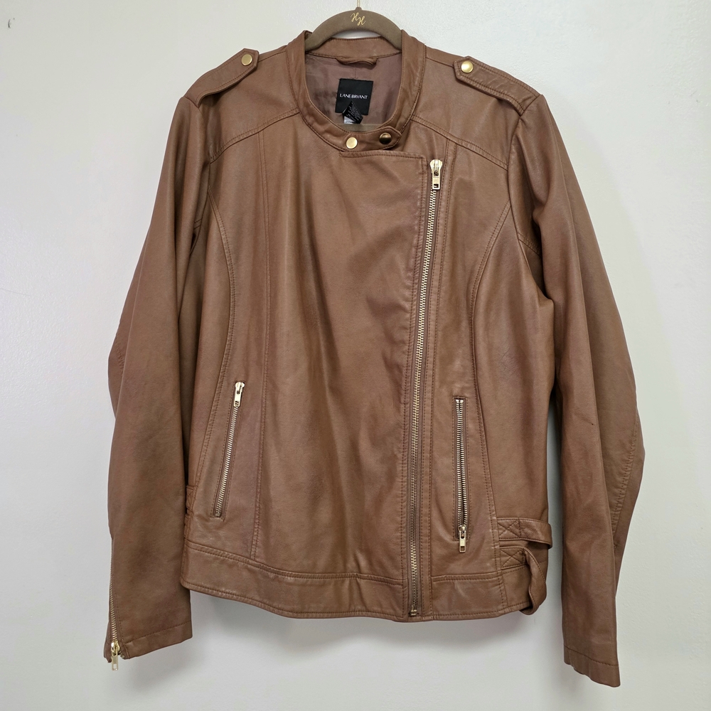 Lane Bryant Penny Brown Faux Leather Jacket Size 22/24 - Picture 2 of 15